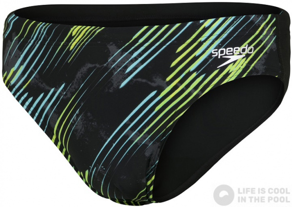 Maillots de bain homme Speedo Allover 7cm Brief Black/Light Adriatic/Acid/USA Charcoal