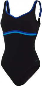Speedo ContourLuxe Solid Shaping 1 Piece Black/Blue Flame/Pool Speedo ContourLuxe Solid Shaping 1 Piece Black/Blue Flame/Pool