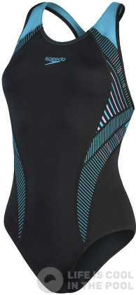 Speedo Placement Laneback Black/Aquarium/Miami Lilac