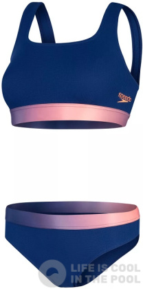 Speedo Textured Deep U-Back 2 Piece Ammonite/Coral/Miami Lilac