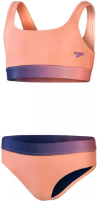 Speedo Contrast Band 2 Piece Girl Soft Coral/Miami Lilac