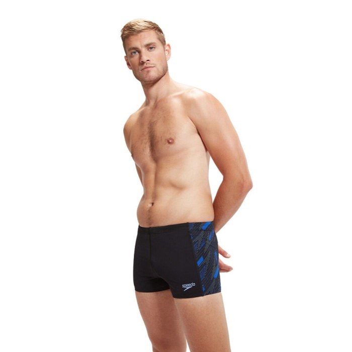 Maillots de bain homme Speedo Hyperboom Panel Aquashort Black/Curious Blue/True Cobalt
