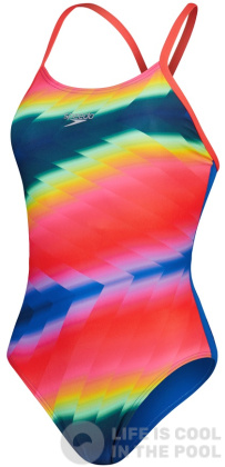 Maillots de bain femme Speedo Allover Fixed Crossback Blue/Pink