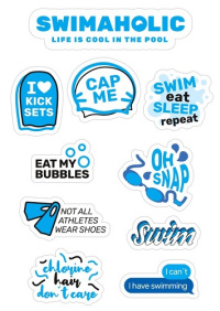 Autocollants Swimaholic Swimming Stickers