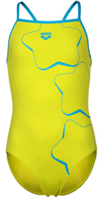 Arena Star Graphic Swimsuit Lightdrop Back Girls Lime Arena Star Graphic Swimsuit Lightdrop Back Girls Lime