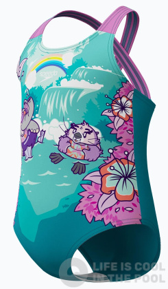 Speedo LTS Printed Crossback Girls Violet/Neon