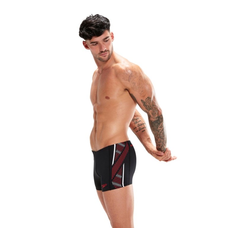 Maillots de bain homme Speedo Tech Panel Aquashort Black/Fed Red/White