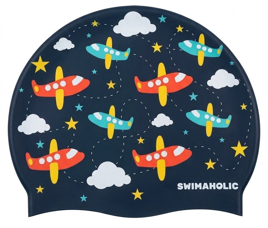 Bonnet de bain pour enfants Swimaholic Planes Clasic Cap Junior